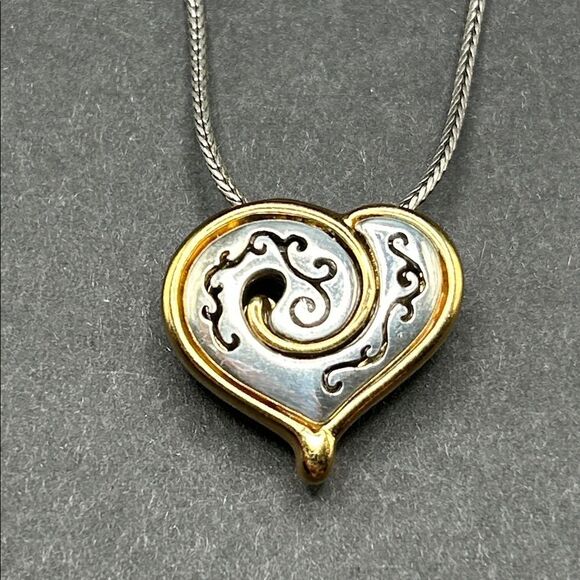 Brighton Silver and Gold Heart Pendant Necklace - Picture 2 of 7